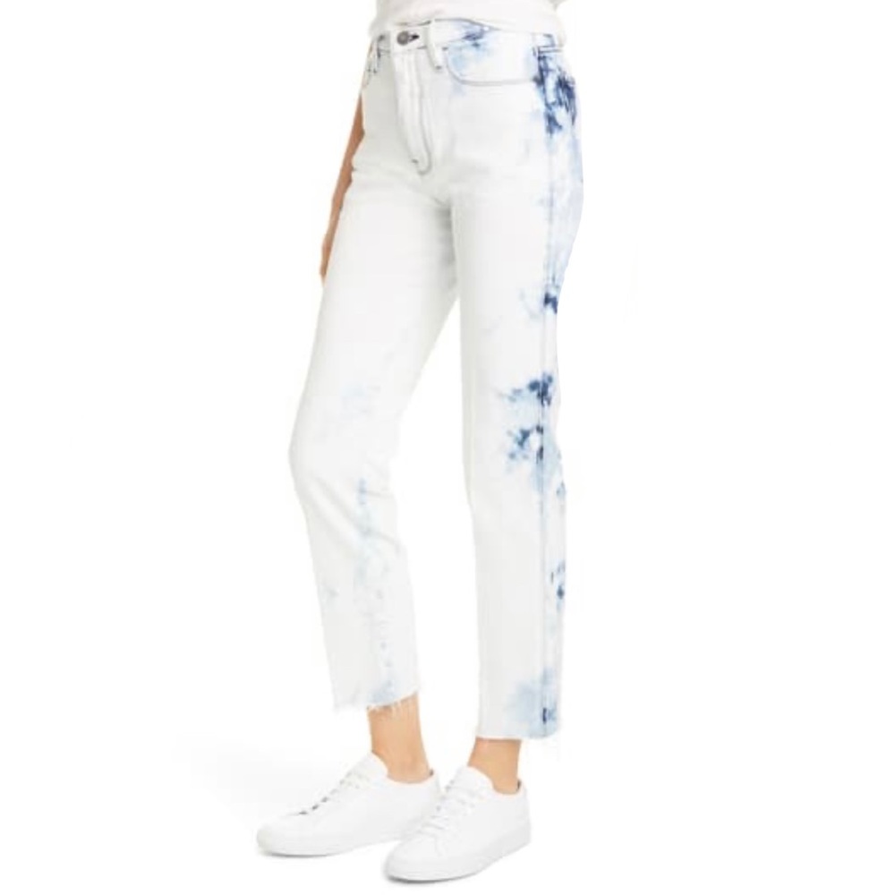 Frame “Le Sylvie” High Waist Crop Jeans White Tie Dye Sz 24 NWT